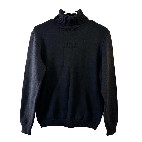 Vintage Henri Charles Colsenet Wool Cowl Neck Sweater Black Grandpa Old Money - Picture 1 of 5